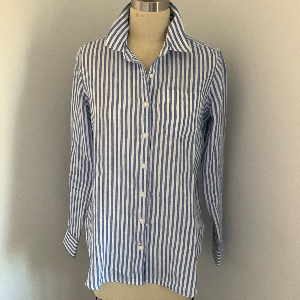 L.L. BEAN BUTTON DOWN LINEN SHIRT NWOT